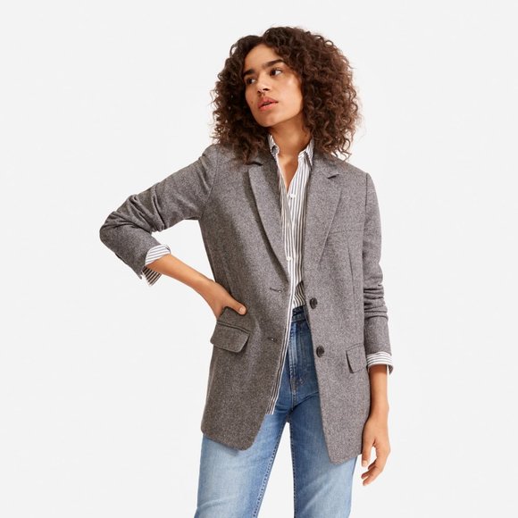 Jackets & Blazers - Charcoal Black Colorblock Double Breasted Jacket Blazer
